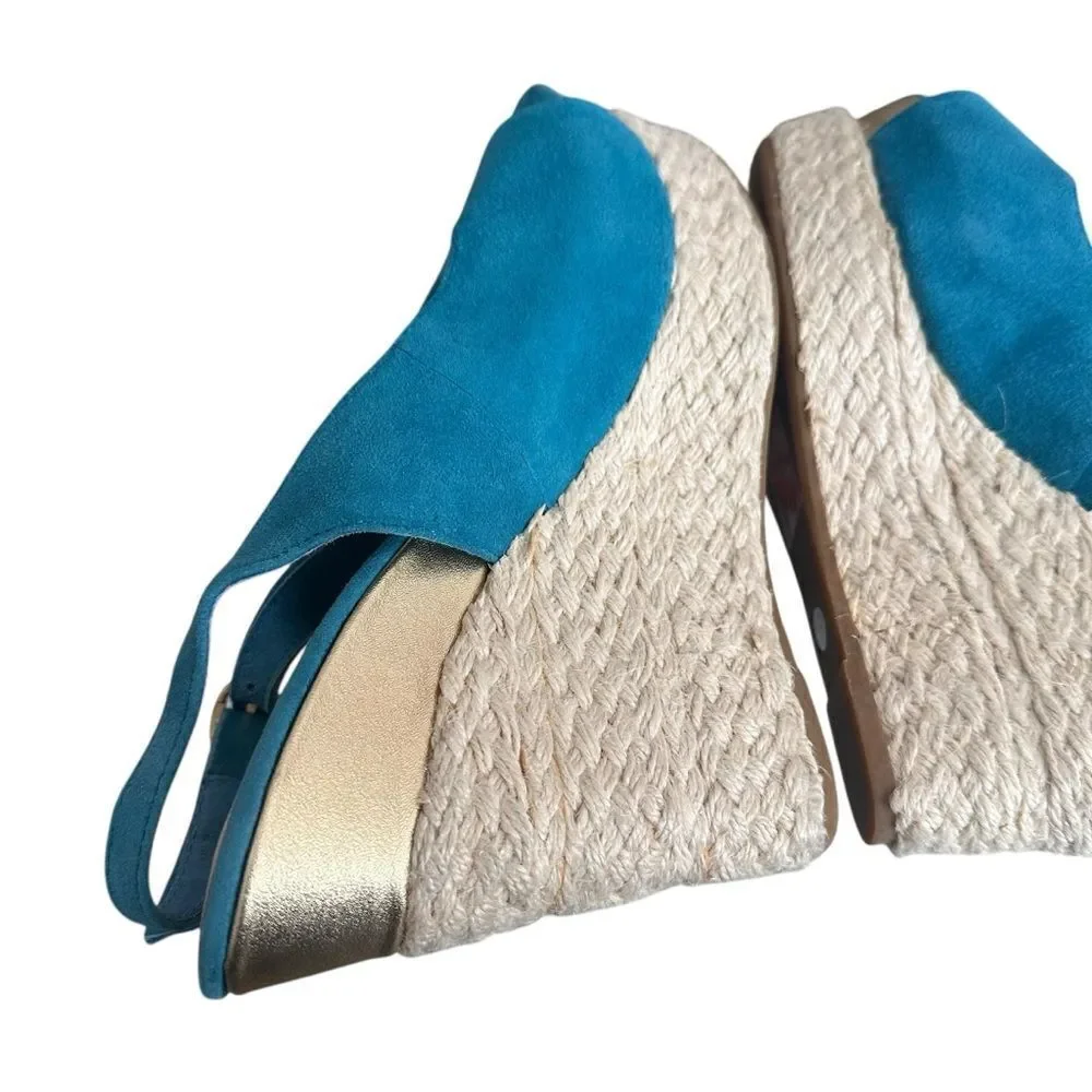 Dolce Vita Teal Suede Wedge Sandals Size 6